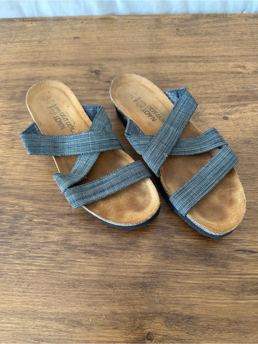 Naot Women's Gray Cross-Strap Slide Sandals
